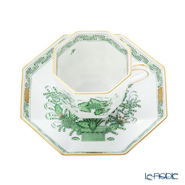 ヘレンド インドの華グリーン FV オクタゴナルカップ＆ソーサー 04304-0-00
