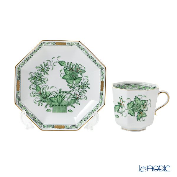 ヘレンド インドの華グリーン FV オクタゴナルカップ＆ソーサー 04304-0-00