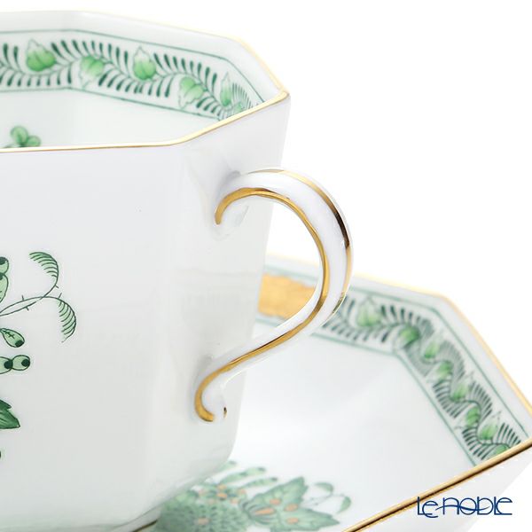 ヘレンド インドの華グリーン FV オクタゴナルカップ＆ソーサー 04304-0-00