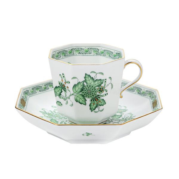 ヘレンド インドの華グリーン FV オクタゴナルカップ＆ソーサー 04304-0-00