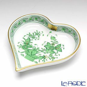 ヘレンド インドの華グリーン 07703-0-00／7703 ハートトレイ