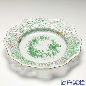ヘレンド インドの華グリーン 08406-0-50 プレート（オープンワーク） 25.8cm
