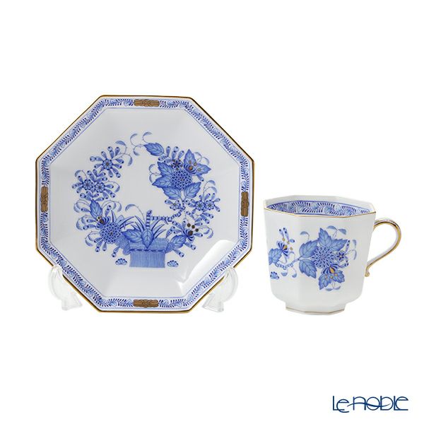 ヘレンド インドの華ブルー FB オクタゴナルカップ＆ソーサー 04304-0-00