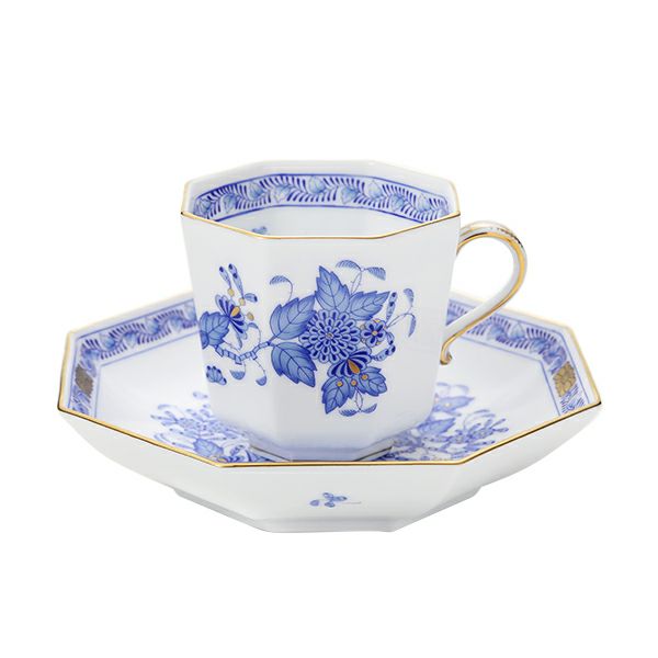 ヘレンド インドの華ブルー FB オクタゴナルカップ＆ソーサー 04304-0-00