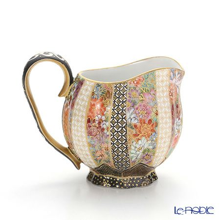 現代の京薩摩×アウガルテン磁器工房 クリーマー（S） 0.07L 菊詰 白・白金七宝紋 絵付：伝統工芸士 小野多美枝氏 -空女-