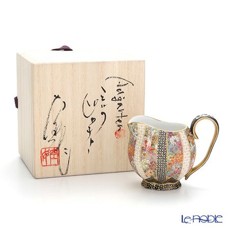 現代の京薩摩×アウガルテン磁器工房 クリーマー（S） 0.07L 菊詰 白・白金七宝紋 絵付：伝統工芸士 小野多美枝氏 -空女-