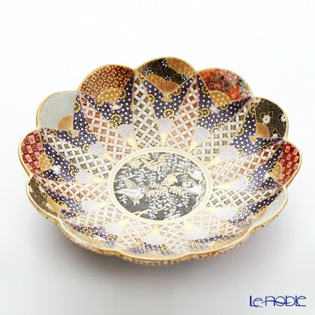 現代の京薩摩×アウガルテン磁器工房 小皿（豆皿） 9cm 白藤とすずめ 絵付：伝統工芸士 小野多美枝氏 -空女-