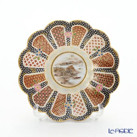 現代の京薩摩×アウガルテン磁器工房 小皿（豆皿） 9cm 山水（富士山） 絵付：伝統工芸士 小野多美枝氏 -空女-
