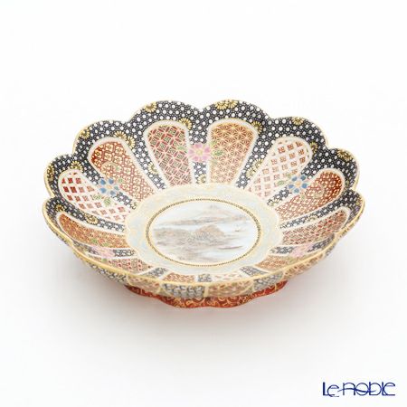 現代の京薩摩×アウガルテン磁器工房 小皿（豆皿） 9cm 山水（富士山） 絵付：伝統工芸士 小野多美枝氏 -空女-