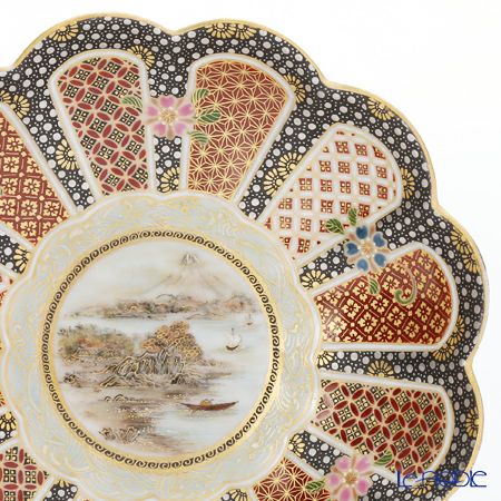 現代の京薩摩×アウガルテン磁器工房 小皿（豆皿） 9cm 山水（富士山） 絵付：伝統工芸士 小野多美枝氏 -空女-