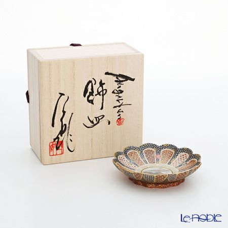 現代の京薩摩×アウガルテン磁器工房 小皿（豆皿） 9cm 山水（富士山） 絵付：伝統工芸士 小野多美枝氏 -空女-