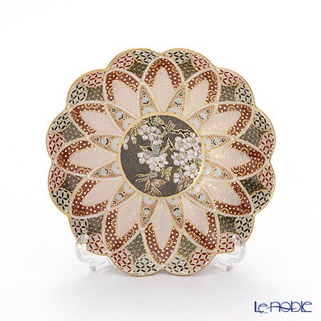 現代の京薩摩×アウガルテン磁器工房 小皿（豆皿） 9cm 青い鳥 絵付：伝統工芸士 小野多美枝氏 -空女-