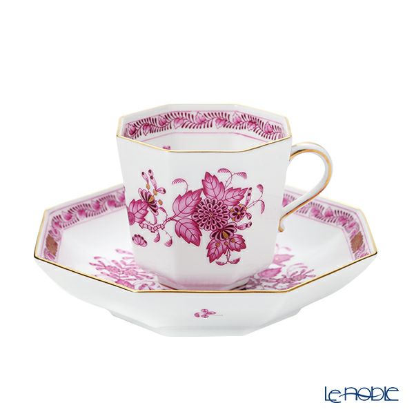 ヘレンド インドの華ピンク P オクタゴナルカップ＆ソーサー 04304-0-00