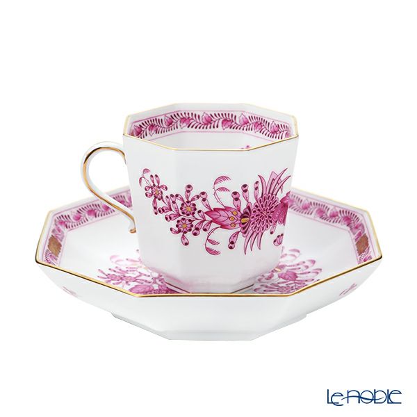 ヘレンド インドの華ピンク P オクタゴナルカップ＆ソーサー 04304-0-00