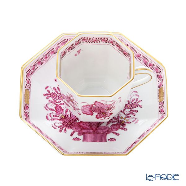 ヘレンド インドの華ピンク P オクタゴナルカップ＆ソーサー 04304-0-00
