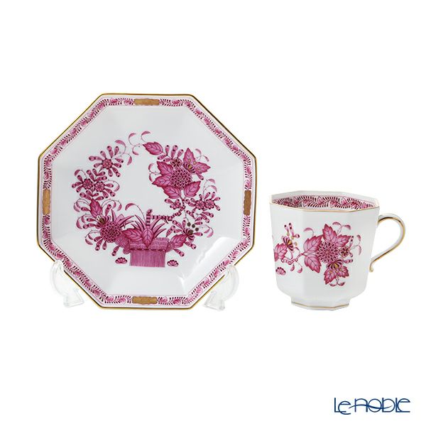 ヘレンド インドの華ピンク P オクタゴナルカップ＆ソーサー 04304-0-00