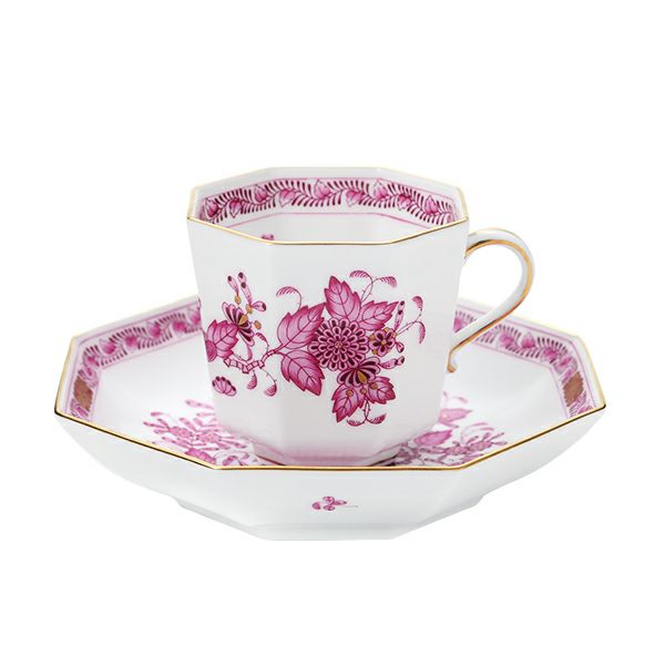 ヘレンド インドの華ピンク P オクタゴナルカップ＆ソーサー 04304-0-00