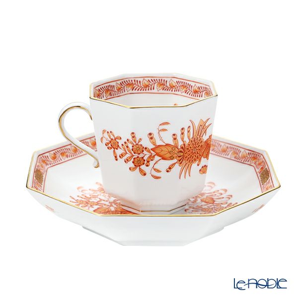 ヘレンド インドの華オレンジ FH オクタゴナルカップ＆ソーサー 04304-0-00