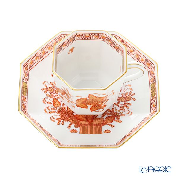 ヘレンド インドの華オレンジ FH オクタゴナルカップ＆ソーサー 04304-0-00