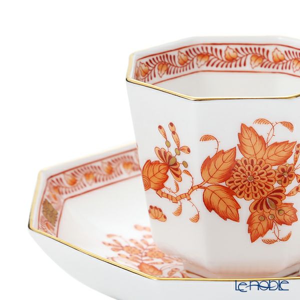 ヘレンド インドの華オレンジ FH オクタゴナルカップ＆ソーサー 04304-0-00
