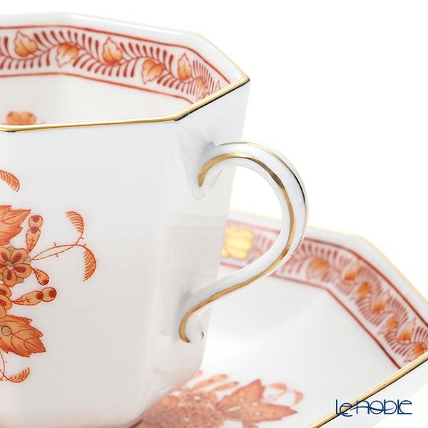 ヘレンド インドの華オレンジ FH オクタゴナルカップ＆ソーサー 04304-0-00