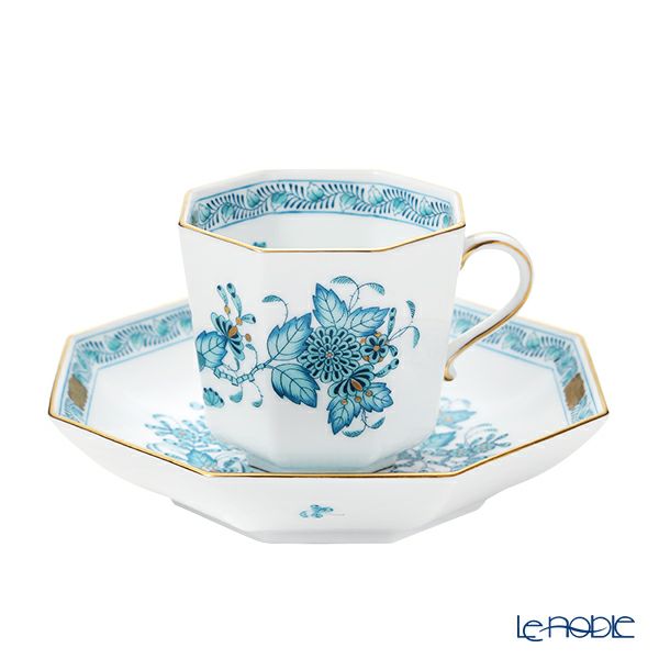 ヘレンド インドの華ターコイズ FTQ オクタゴナルカップ＆ソーサー 04304-0-00