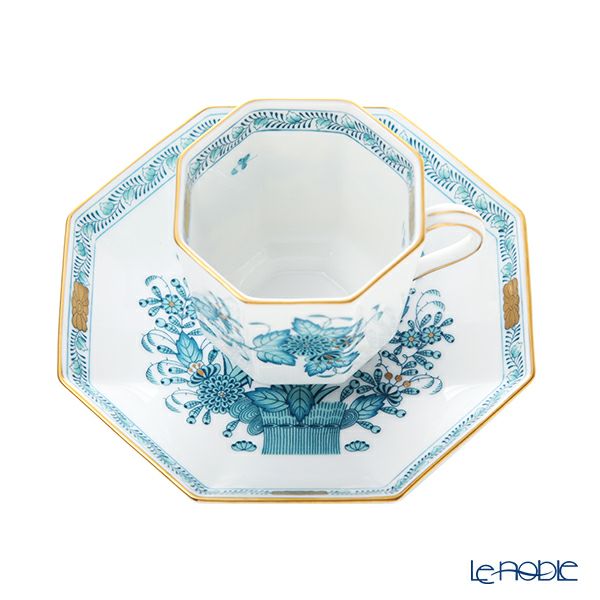 ヘレンド インドの華ターコイズ FTQ オクタゴナルカップ＆ソーサー 04304-0-00