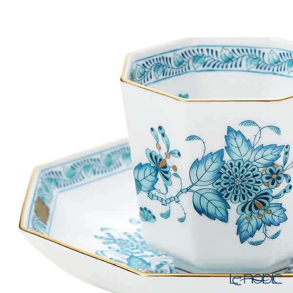 ヘレンド インドの華ターコイズ FTQ オクタゴナルカップ＆ソーサー 04304-0-00