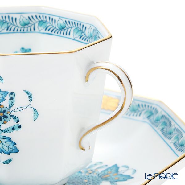 ヘレンド インドの華ターコイズ FTQ オクタゴナルカップ＆ソーサー 04304-0-00