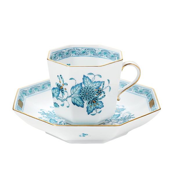 ヘレンド インドの華ターコイズ FTQ オクタゴナルカップ＆ソーサー 04304-0-00
