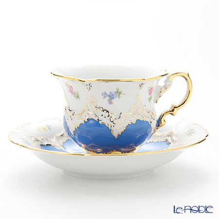 マイセン（Meissen） 宮廷の小花 016098／15582 コーヒーカップ＆ソーサー 200ml（青金彩）