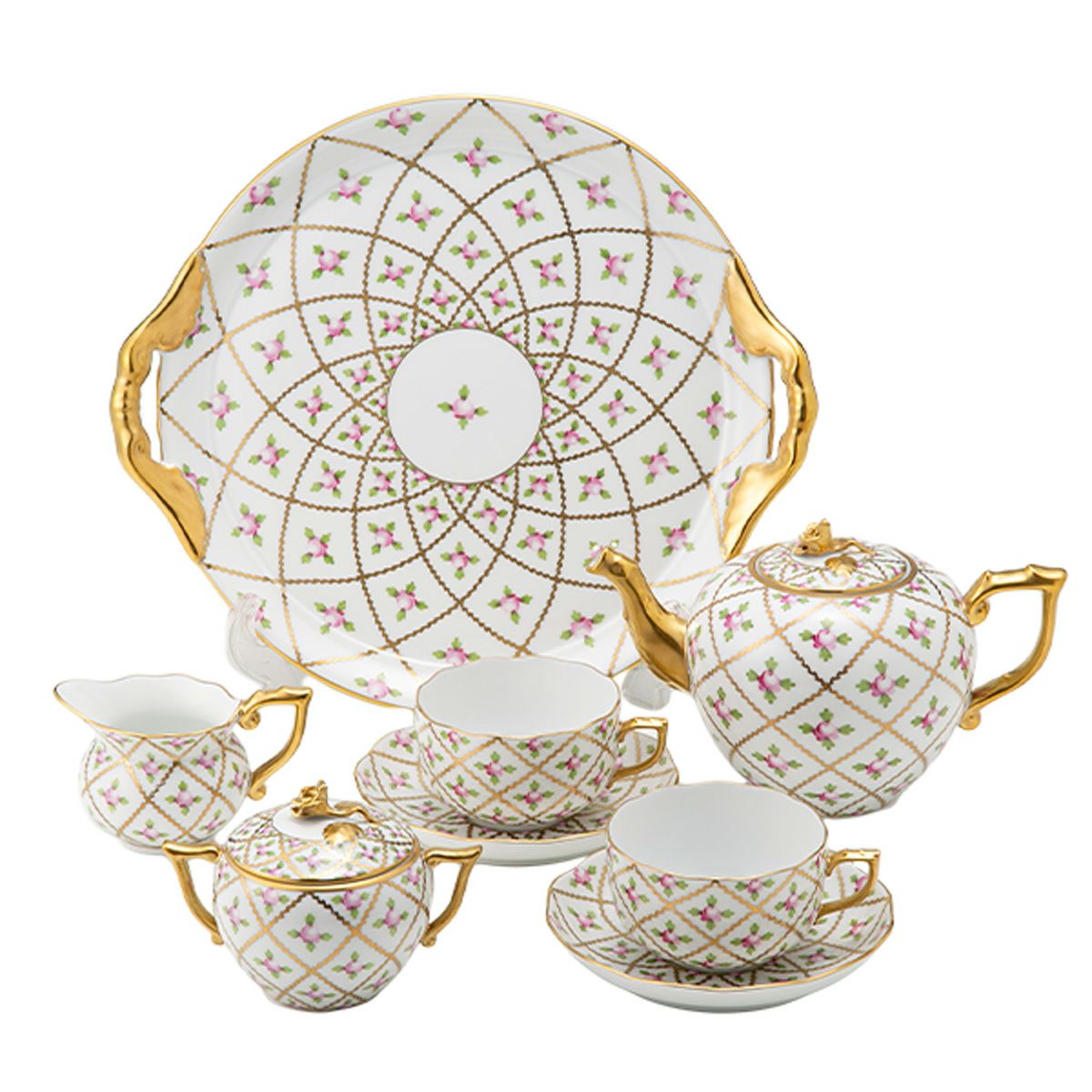 ヘレンド セーブル風の薔薇 SPROG ティーセット