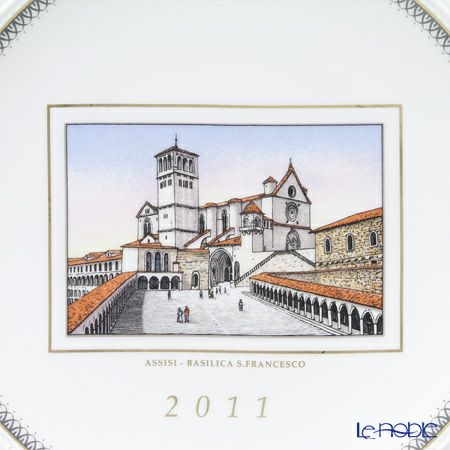 ジノリ1735／リチャード ジノリ（GINORI 1735／Richard Ginori） イヤープレート 2011年 「アッシジ サン・フランチェスコ大聖堂」 プレートハンガー付