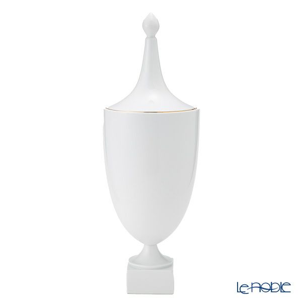 ジノリ1735／リチャード ジノリ（GINORI 1735／Richard Ginori）Bee White ビーホワイト 蓋付き壷 50cm（蓋金彩）ベース ウルナ型