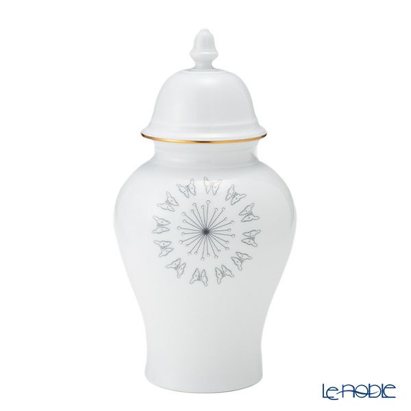 ジノリ1735／リチャード ジノリ（GINORI 1735／Richard Ginori）Bee White ビーホワイト 蓋付き壷 バタフライパズル 31cm