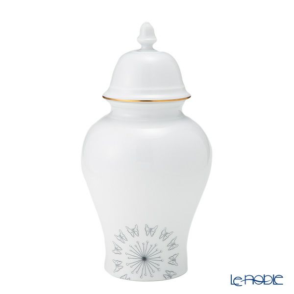 ジノリ1735／リチャード ジノリ（GINORI 1735／Richard Ginori）Bee White ビーホワイト 蓋付き壷 バタフライパズル 31cm
