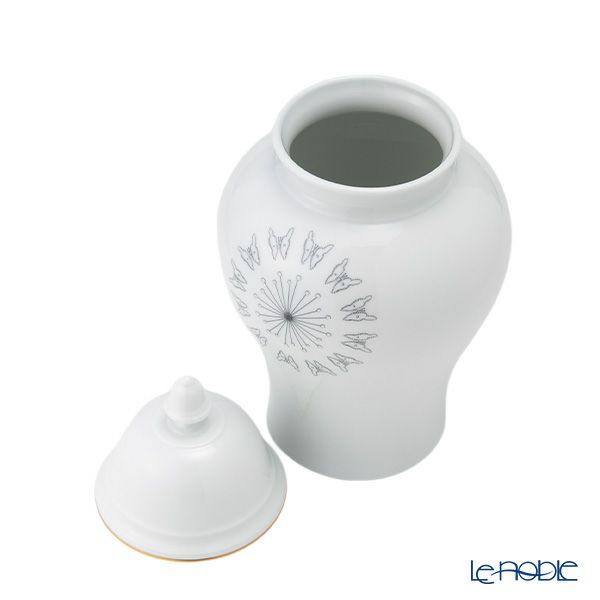 ジノリ1735／リチャード ジノリ（GINORI 1735／Richard Ginori）Bee White ビーホワイト 蓋付き壷 バタフライパズル 31cm