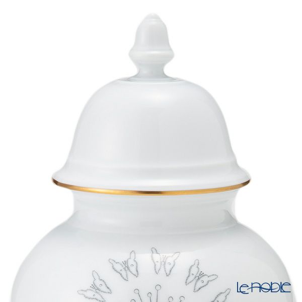 ジノリ1735／リチャード ジノリ（GINORI 1735／Richard Ginori）Bee White ビーホワイト 蓋付き壷 バタフライパズル 31cm