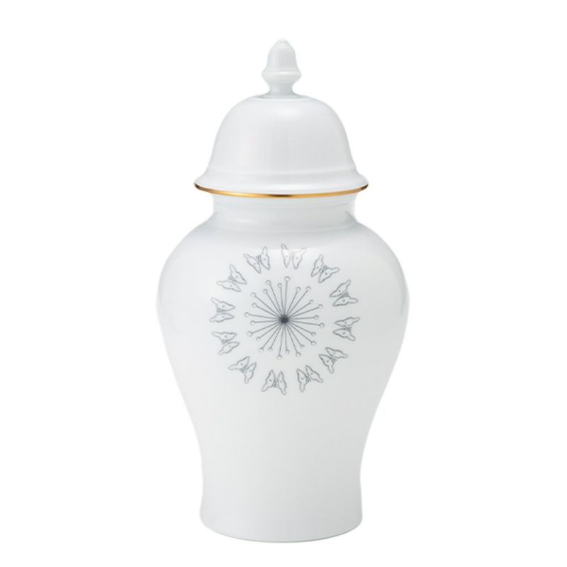 ジノリ1735／リチャード ジノリ（GINORI 1735／Richard Ginori）Bee White ビーホワイト 蓋付き壷 バタフライパズル 31cm
