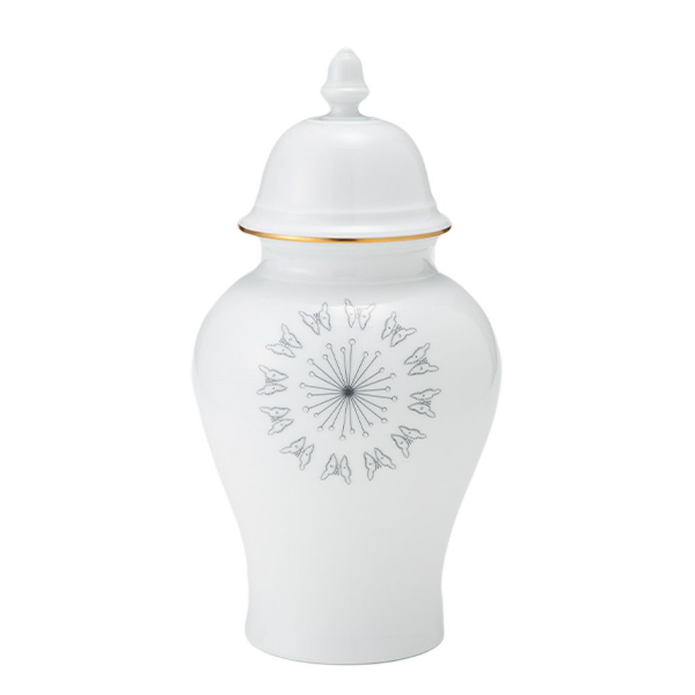 ジノリ1735／リチャード ジノリ（GINORI 1735／Richard Ginori）Bee White ビーホワイト 蓋付き壷 バタフライパズル 31cm
