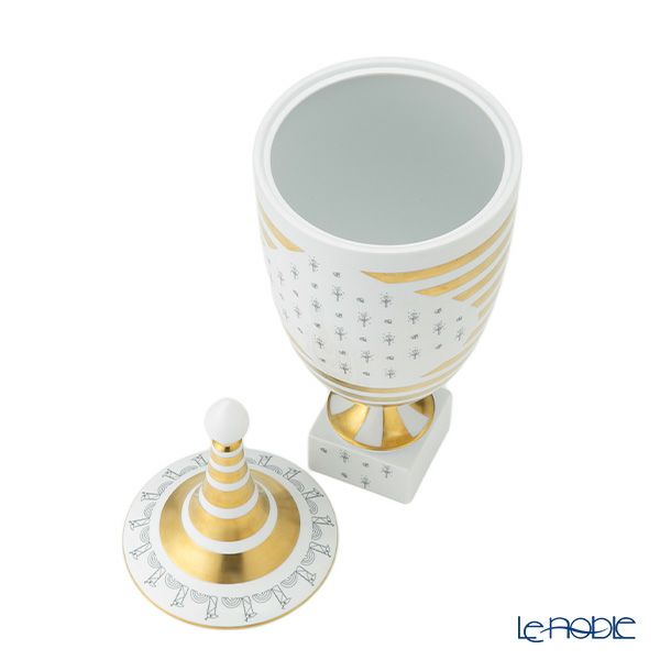 ジノリ1735／リチャード ジノリ（GINORI 1735／Richard Ginori）Bee White ビーホワイト 蓋付き壷 50cm ベース ウルナ型