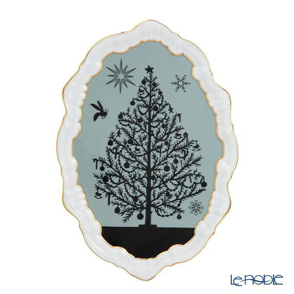 ジノリ1735／リチャード ジノリ（GINORI 1735／Richard Ginori） シルク・デ・メルヴェイユ ローズ オーバルトレイ 27.5cm フチ飾り付