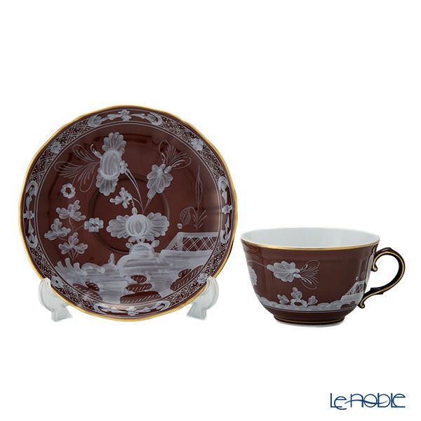 ジノリ1735／リチャード ジノリ（GINORI 1735／Richard Ginori） オリエンテイタリアーノ ティーカップ＆ソーサー カスターニャ／ブラウン 240ml／15cm