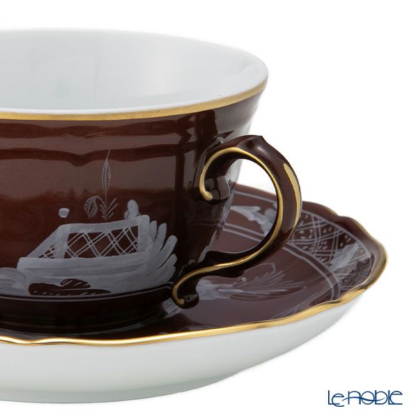 ジノリ1735／リチャード ジノリ（GINORI 1735／Richard Ginori） オリエンテイタリアーノ ティーカップ＆ソーサー カスターニャ／ブラウン 240ml／15cm