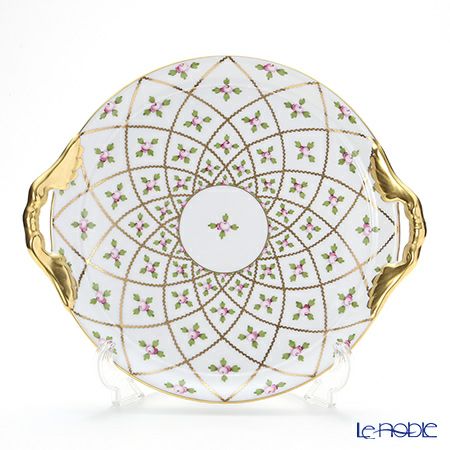 ヘレンド セーブル風の薔薇 SPORG 02315-0-00 ケーキプレート（両手付） 28.5cm