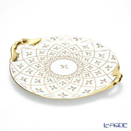 ヘレンド セーブル風の薔薇 SPORG 02315-0-00 ケーキプレート（両手付） 28.5cm