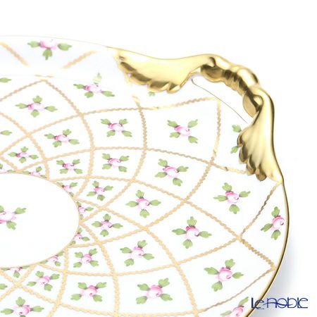 ヘレンド セーブル風の薔薇 SPORG 02315-0-00 ケーキプレート（両手付） 28.5cm