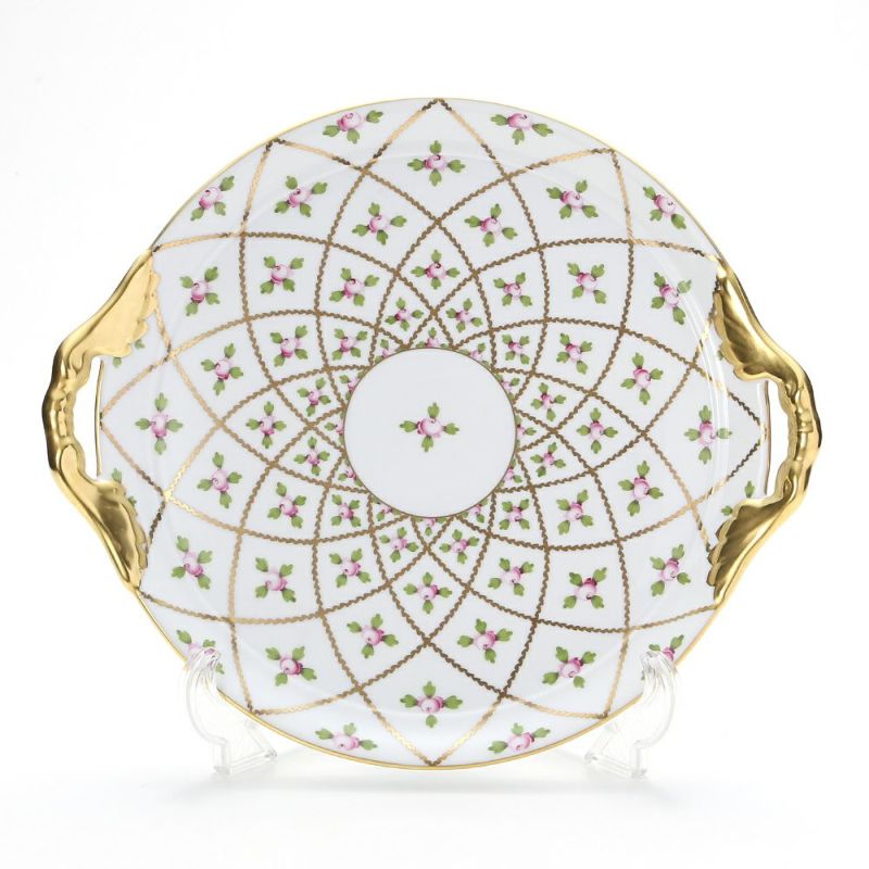 ヘレンド セーブル風の薔薇 SPORG 02315-0-00 ケーキプレート（両手付） 28.5cm