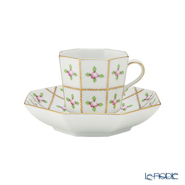 ヘレンド セーブル風の薔薇 SPRO オクタゴナルカップ＆ソーサー 160ml バーチカル 04304-0-00