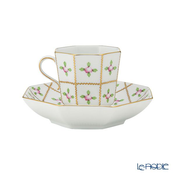 ヘレンド セーブル風の薔薇 SPRO オクタゴナルカップ＆ソーサー 160ml バーチカル 04304-0-00